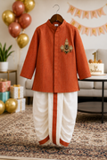 Orange Venkateswara Swamy Dhoti Kurta Set