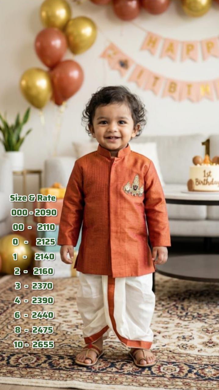 Orange Venkateswara Swamy Dhoti Kurta Set