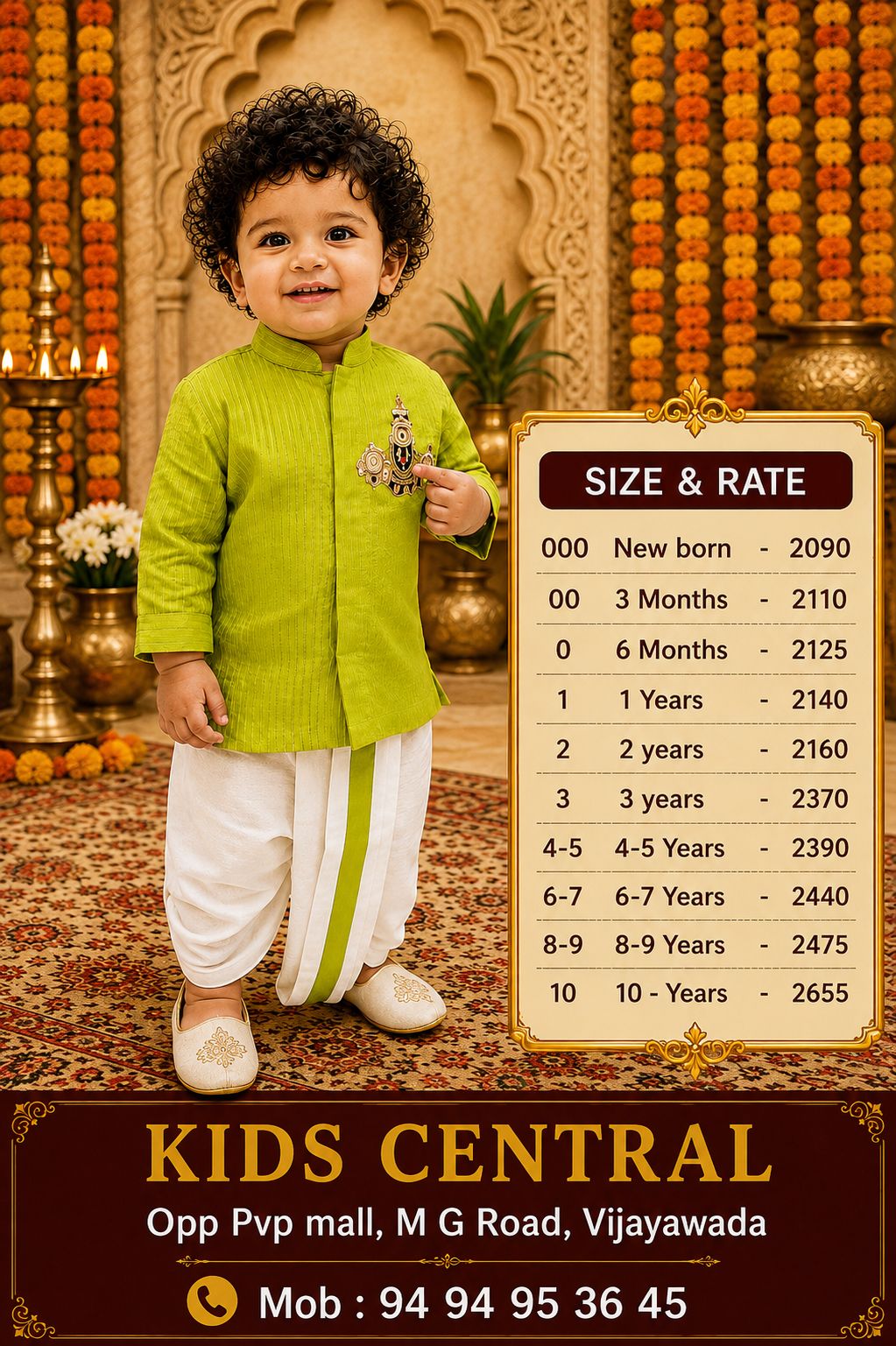 Green Venkateswara Swamy Dhoti Kurta Set